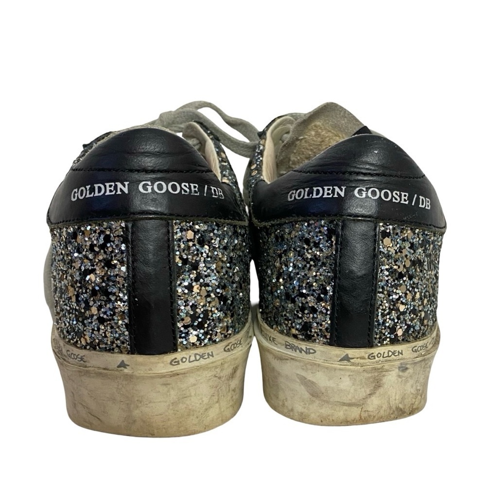 Golden Goose Hi Star D Glitter Sneakers Womens Size 5 35 Vigna Silver Black Shoe - Picture 6 of 16